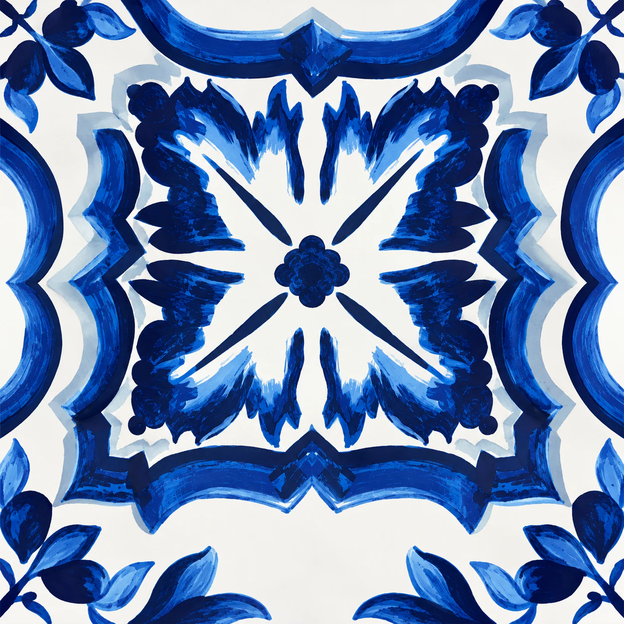 WATER-RESISTANT-SYNTHETIC-LEATHER colour 10 · Blue Tile Floral