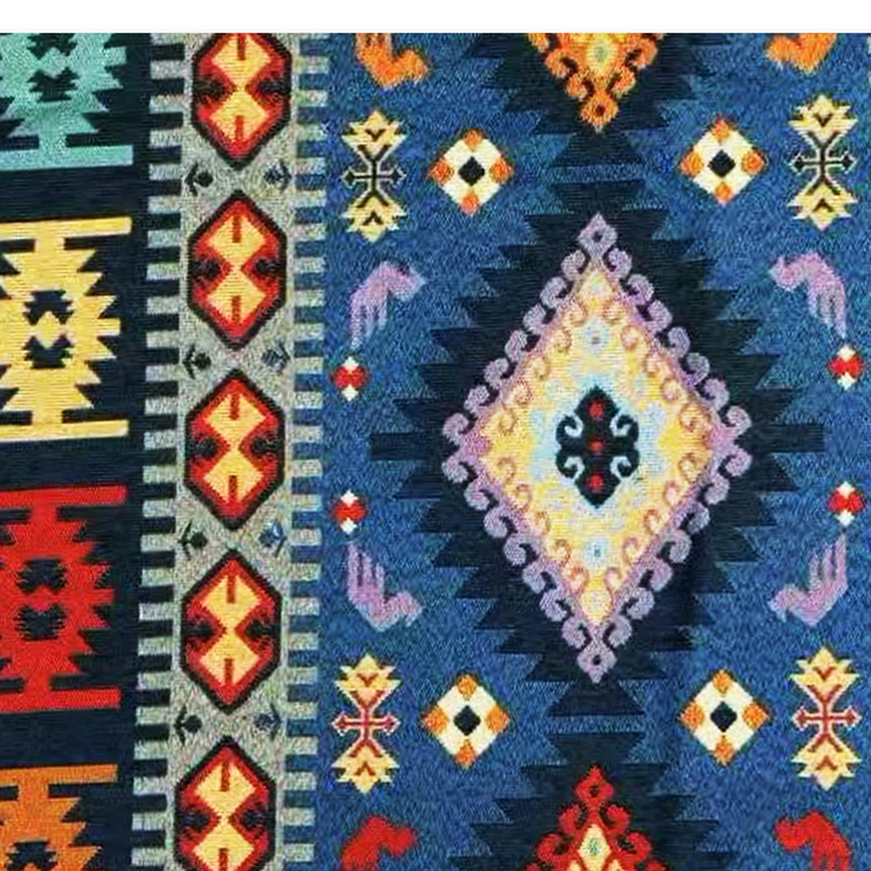 YARN-DYED colour 11 · Ethnic Geometric · Blue